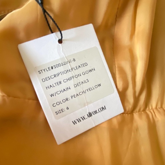 NWT AIIFOS Grace Pleated Halter Chiffon Gown With Chains, size 6 - Picture 6 of 13